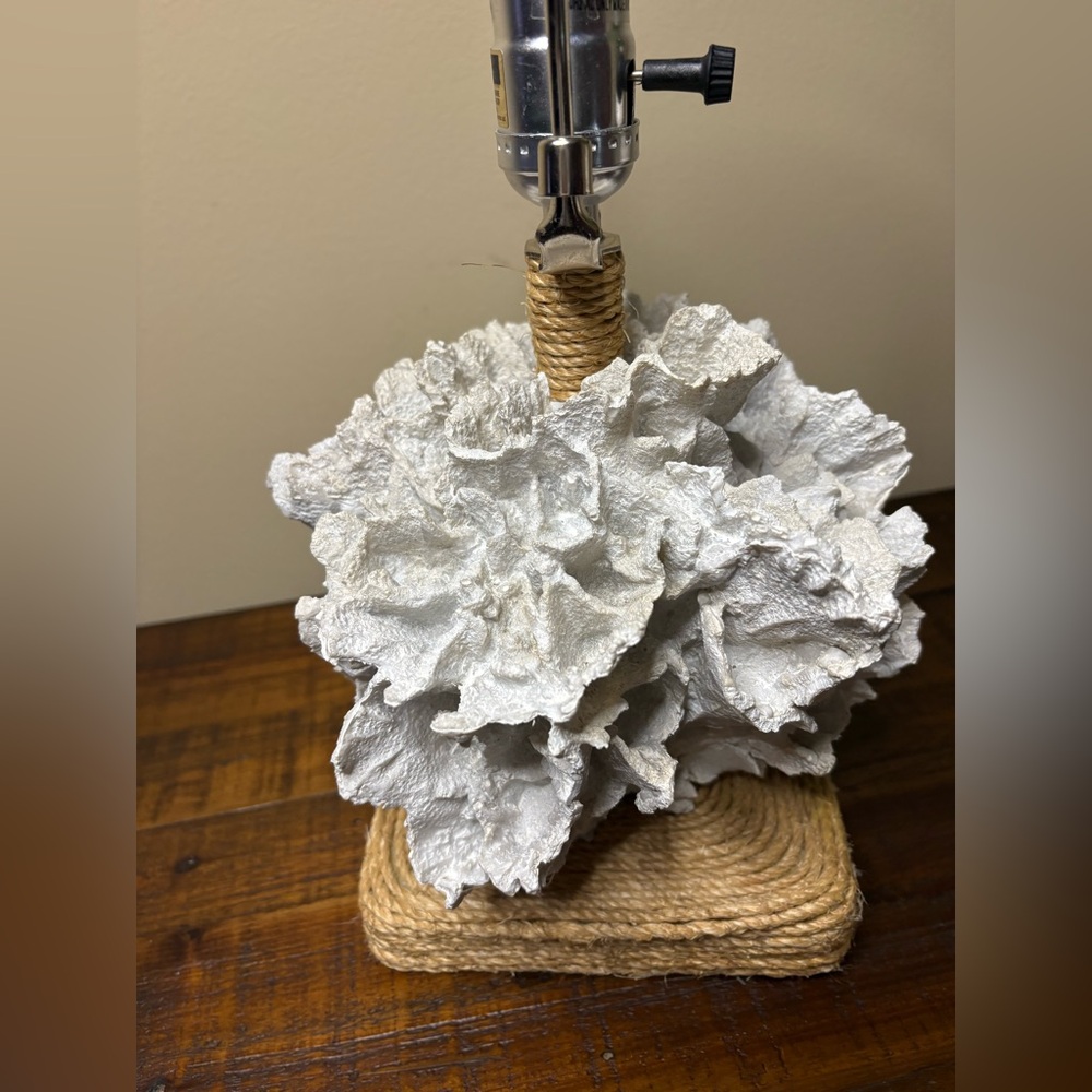 Two’s Company Faux Coral Table Lamp- White - Picture 5 of 9